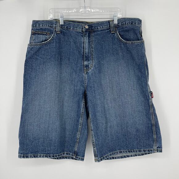 U.S. Polo Association Men's Carpenter Denim Shorts Sz 42 Long Hiking Camping - Picture 10 of 16